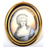 N Gean: A Miniature Bust Portrait of an 18th Century Lady, wearing a décolleté dress, signed, 7cm by