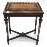 A Victorian Amboyna, Ebonised and Gilt Metal Mounted Planter Table, late 19th century, with