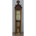 An Oak Cased Fitzroy Aneroid Barometer, circa 1880, carved floral and scroll pediment, aneroid