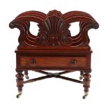 A William IV Carved Mahogany Four-Division Canterbury, 2nd quarter 19th century, with turned