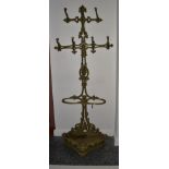 A Victorian Green Painted Cast Iron Hall Stand, 3rd quarter 19th century, the back support with