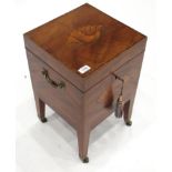 A Mahogany Crossbanded and Parquetry Decorated Sewing Box, the hinged lid inlaid with shell patera