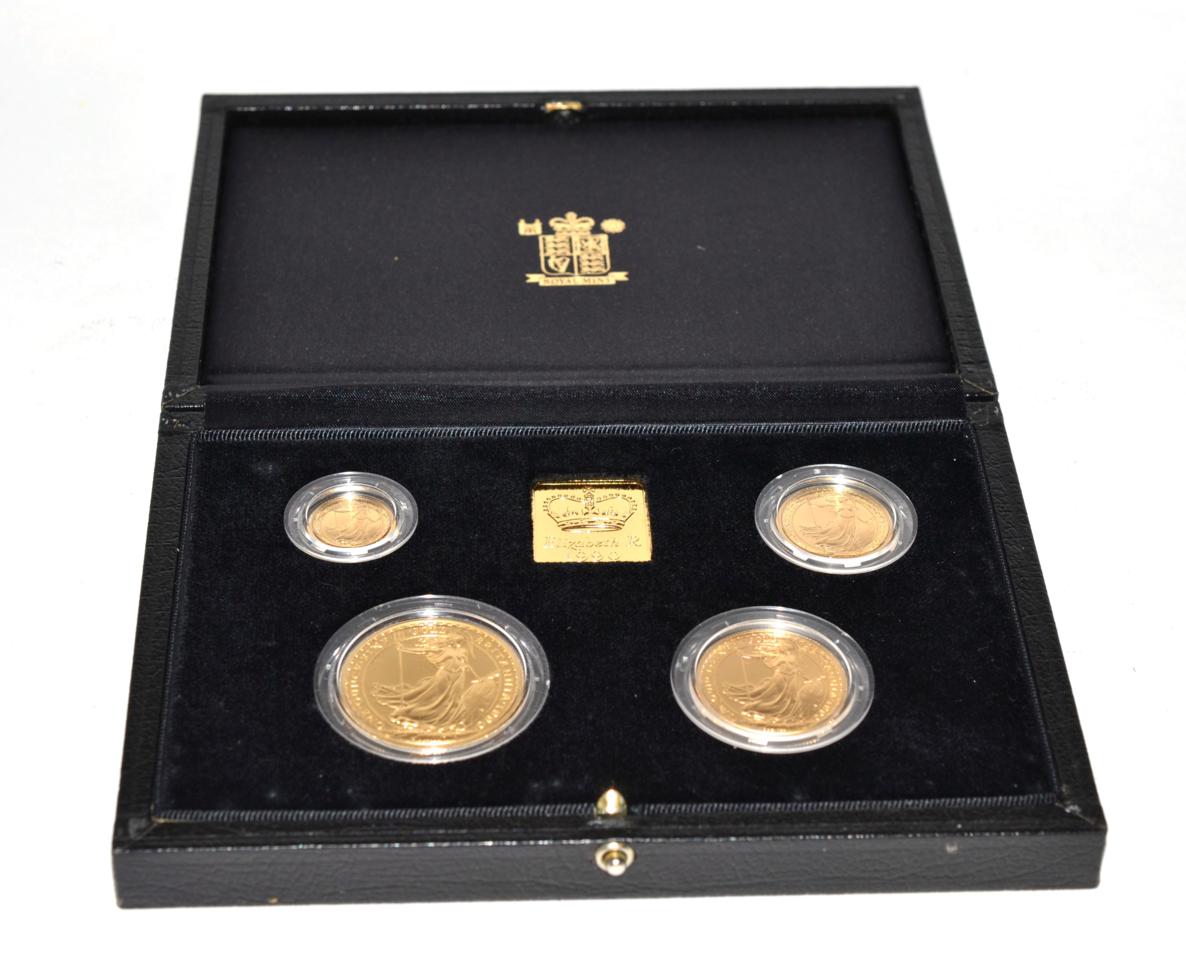 Elizabeth II (1952-), Britannia gold proof set, 1990, 100 pounds down to 10 pounds (4 coins), in
