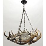 Antler Furniture: Antler Chandelier, a Red Deer antler mounted chandelier, constructed from eight