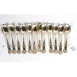 A set of twelve Victorian silver Queen's pattern tea spoons, Thomas Bradbury & John Henderson,