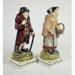 A pair of early 19th century pearlware figures, circa 1820, of a man and woman, both titled ''Age''