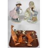 Beswick including: Mare (facing left), model no. 976, chestnut gloss; Girl on Pony, model no.