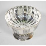 A modern silver pedestal bowl, C J Vander, Sheffield 2005, of heavy gauge, decorated with panels