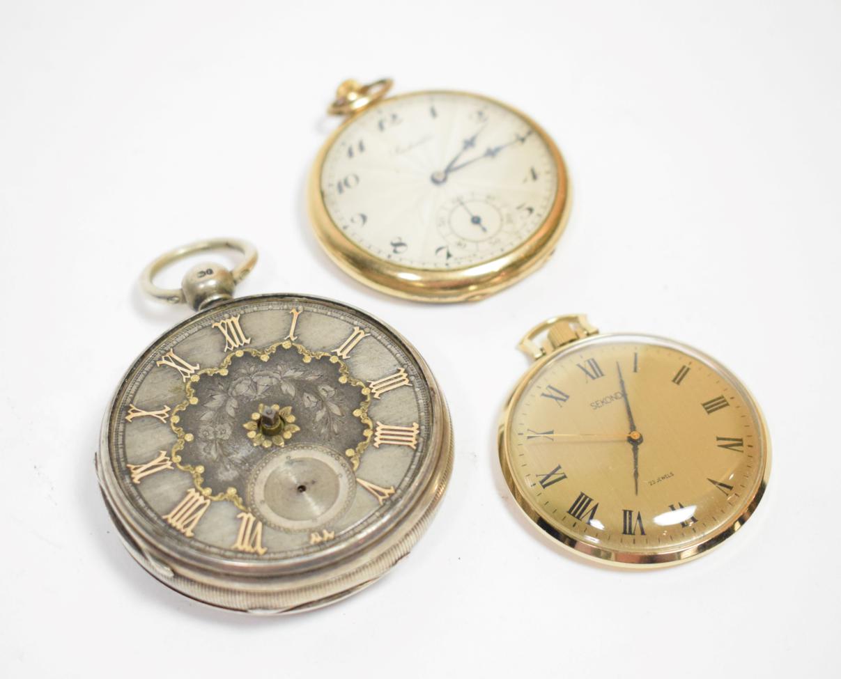 Silver dial fusee and two other pocket watches (3)