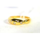 An 18 carat gold diamond set ring, finger size O. Gross weight - 2.24 grams