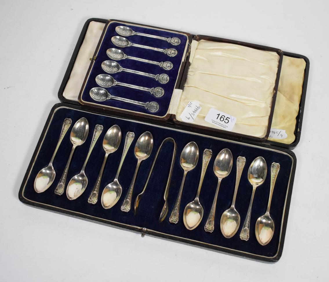 A set of six white metal teaspoons, stamped ''Silver'', in the manner of Alexander Ritchie of