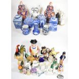 A group of ceramics including a Staffordshire figure ''Gin and Water''; Maling; Imari jars and