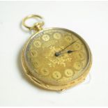 An 18 carat gold outer cased open face pocket watch, signed ''Snow, Ripon'', in original case