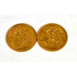 Two gold half sovereigns dated 1909 and 1912