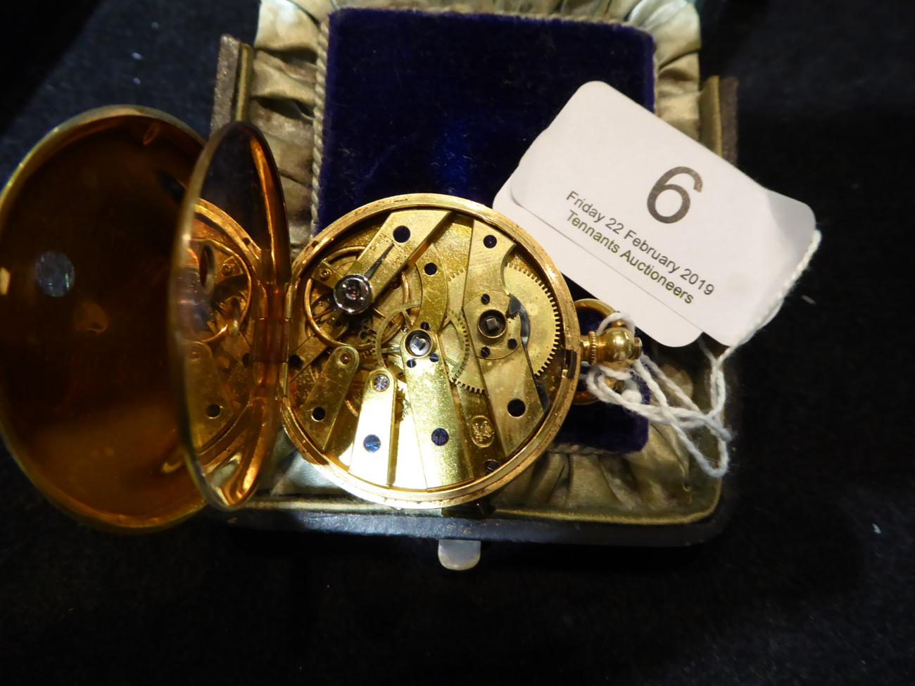 An 18 carat gold outer cased open face pocket watch, signed ''Snow, Ripon'', in original case - Image 7 of 7