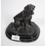 A bronze figure of a seated labrador, signed S. Bart