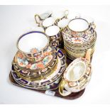 An assortment of Royal Crown Derby Imari palette tea, coffee and table wares including teapot,