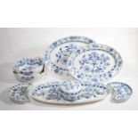 20th century Meissen dinner wares: a quantity of blue and white table wares including meat plates,