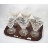 A set of six Waterford crystal wines