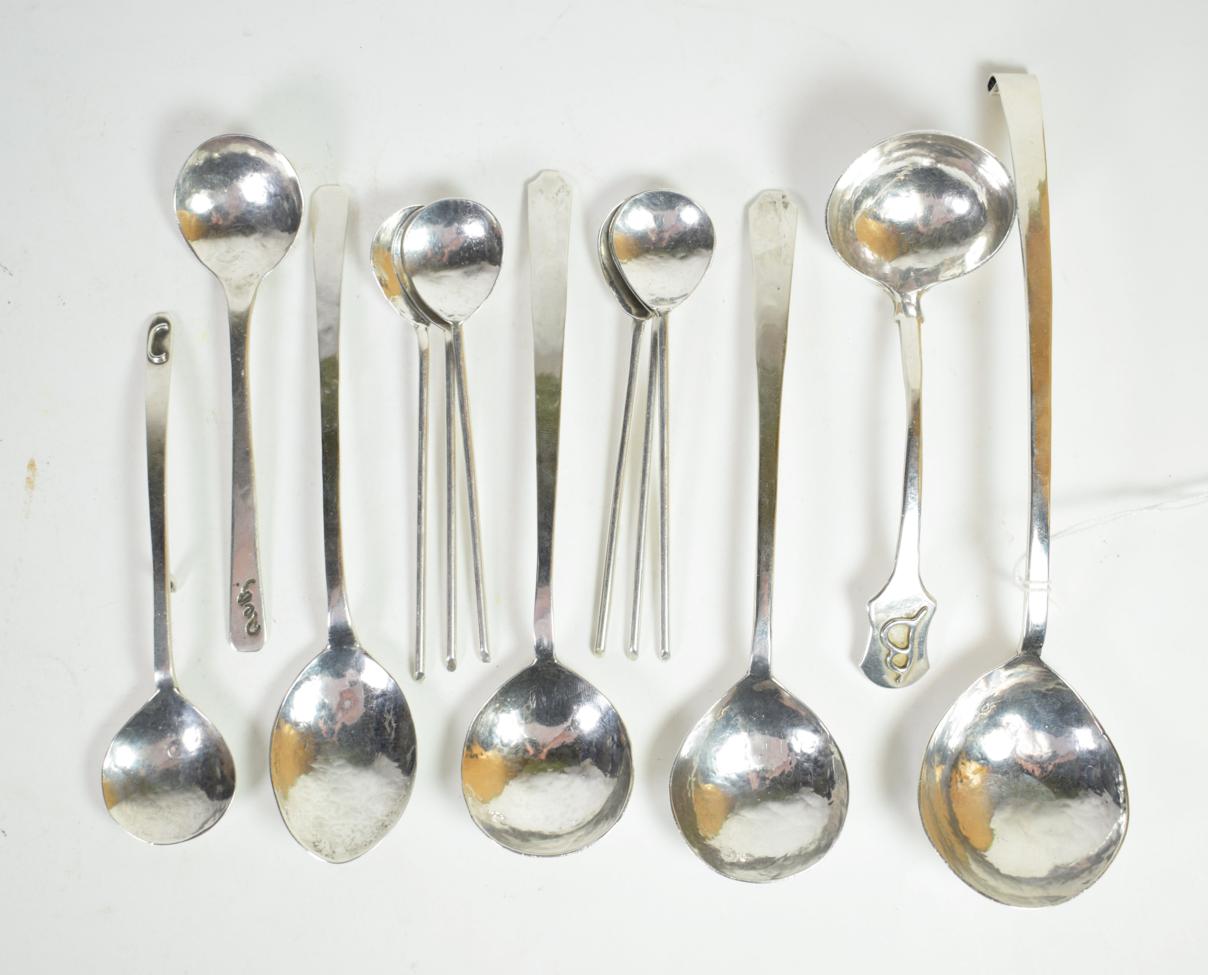 A group of hand worked silver spoons, mark of Lt.Col. The Rev. William Bull (1905-1987), London