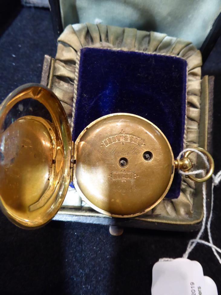 An 18 carat gold outer cased open face pocket watch, signed ''Snow, Ripon'', in original case - Image 6 of 7