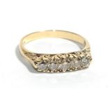 A 9 carat gold five stone diamond ring, total estimated diamond weight 0.70 carat approximately,
