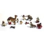 Cold painted bronze figures and models of African tribesmen and animals