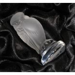 A Lalique glass small model of an owl, engraved mark ''Lalique France''