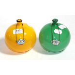 Pair of Daum Nancy coloured glass flasks, signed