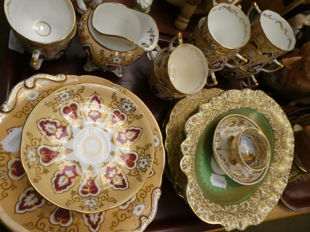 Four pieces of George Jones dessert wares; a 19th century tea service; and a Derby cabinet cup and - Image 2 of 6