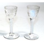 Two 18th century opaque twist wines (a.f.)