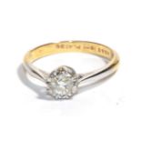 A diamond solitaire ring, estimated diamond weight 0.25 carat approximately, finger size K.