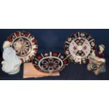 Two Royal Doulton figures 'Hope' HN3061, 'Scholmarm' HN2223, and three Royal Crown Derby 1128 and