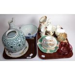 An Italian tin glazed plate; a modern Delft bowl; Victorian earthenware inhaler; commemorative tea