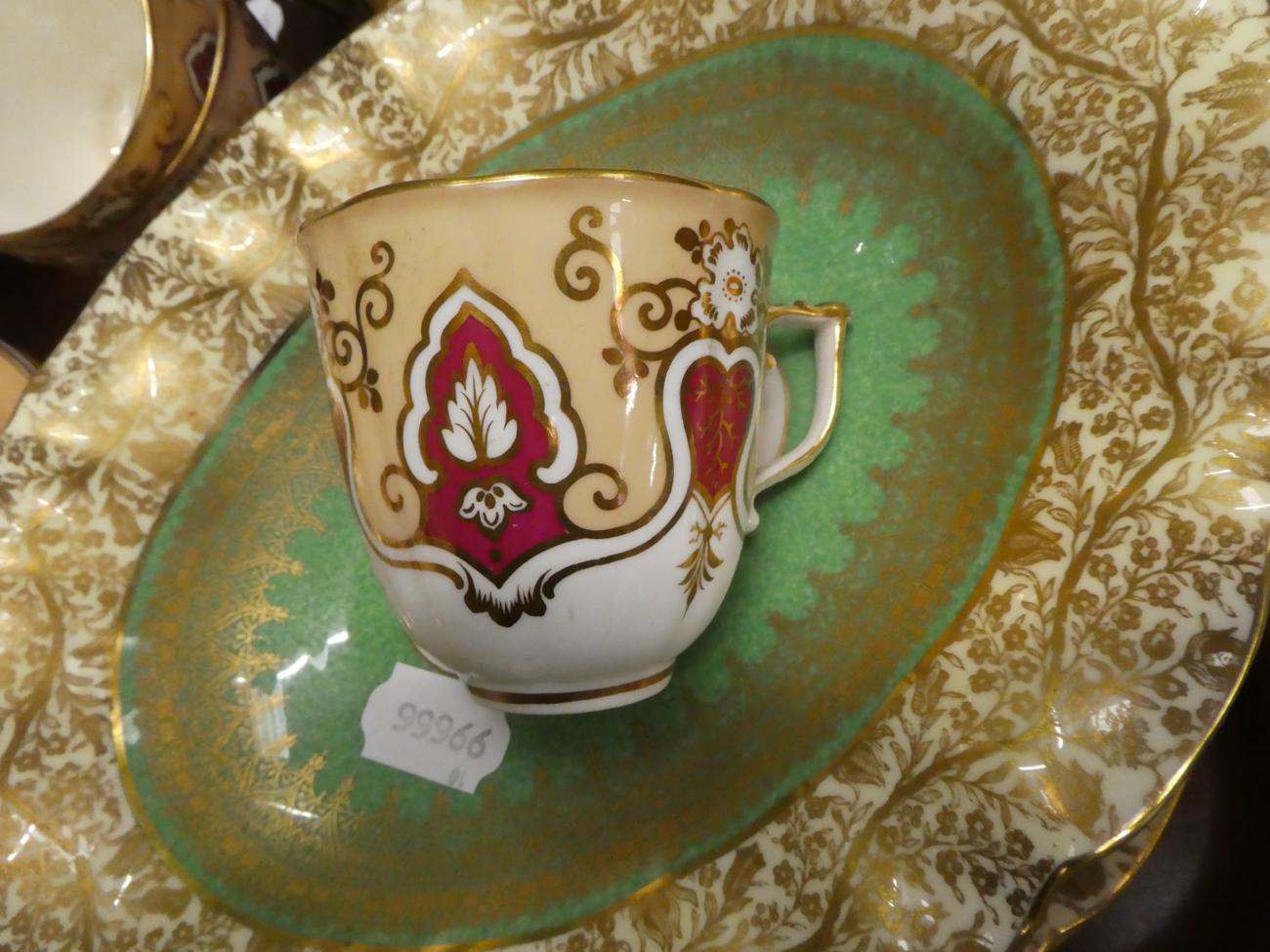 Four pieces of George Jones dessert wares; a 19th century tea service; and a Derby cabinet cup and - Image 5 of 6