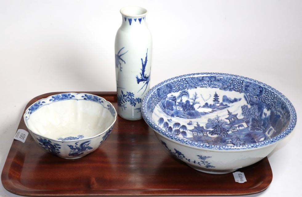 An 18th century Chinese painted bowl; another Chinese bowl; and a Chinese vase