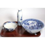 An 18th century Chinese painted bowl; another Chinese bowl; and a Chinese vase