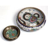 A champleve enamel bowl; and a shallow champleve bowl (2)