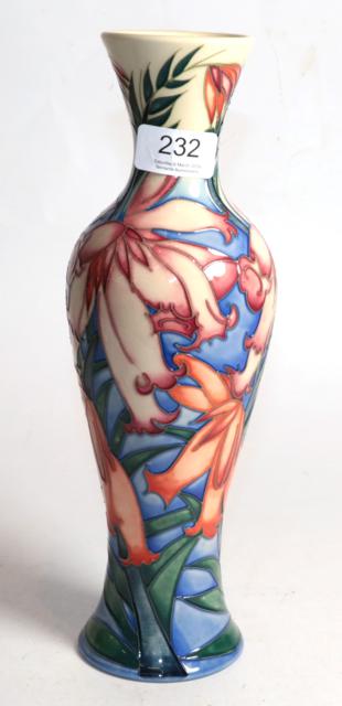 A modern Moorcroft pottery Red Hairy Heath pattern vase by Emma Bossons, limited edition 41/75