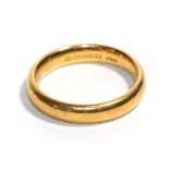A 22 carat gold band ring, finger size O. Gross weight - 7.22 grams.