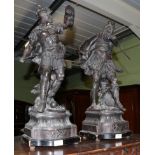 A pair of spelter figures