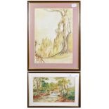 Cottingley Fairies Interest Wright (Elsie) Two watercolours, one signed Elsie Wright 1918 and one