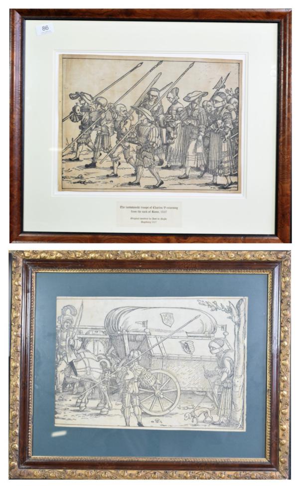 De Negker, Jost Two woodcuts despicting German Landsknecht troops returning from the Emperor