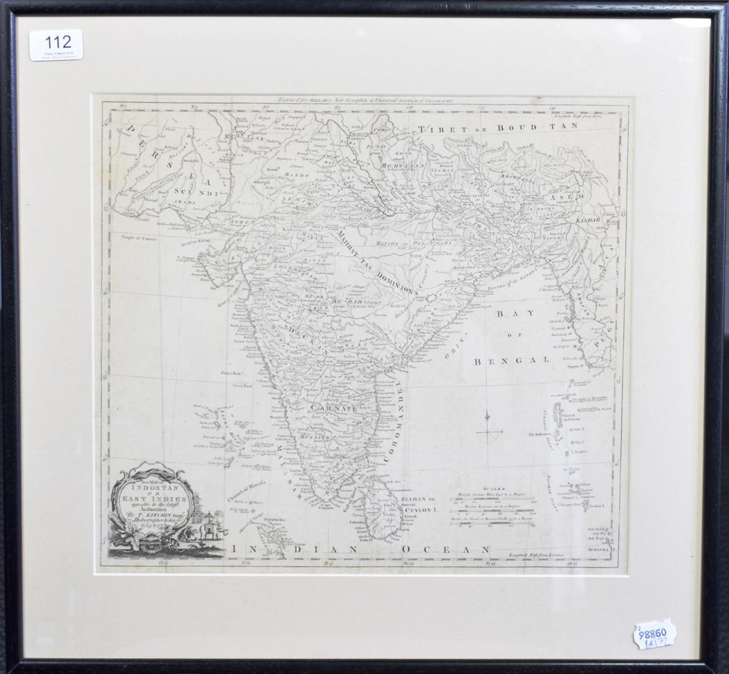 Kitchin (T.) 'New Map of Indostan or East Indes...' uncoloured, framed and glazed