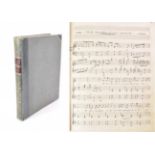 Piano Music A collection of songs, handwritten, c. 1820s-60s. 4to, half leather; pp. 184. 60 mid-