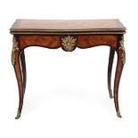 A Louis XVI Style Rosewood, Tulipwood and Gilt Metal Mounted Card Table, late 19th century, the