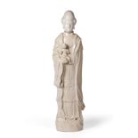 A Chinese Blanc de Chine Porcelain Figure of Guanyin, Qing Dynasty, probably late 17th/early 18th