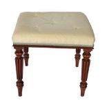 ^ A Mahogany Dressing Stool, stamped Gillows Lancaster, early 19th century, with a watered silk