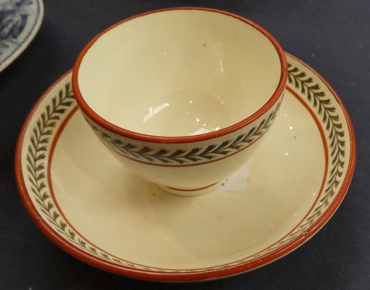 A Wedgwood sauce tureen cover and stand decorated with 'Absolom's Pillar'; an 18th century blue - Image 12 of 13