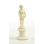 A Carved Ivory Figure of a Singing Putto, probably Dieppe, late 19th century, standing holding a